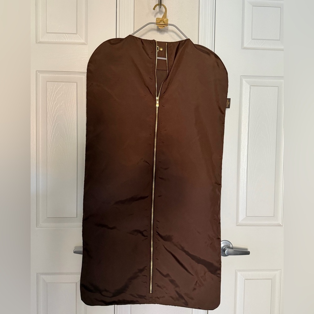 Louis Vuitton Brown Nylon Garment Bag w/Gold Hanger